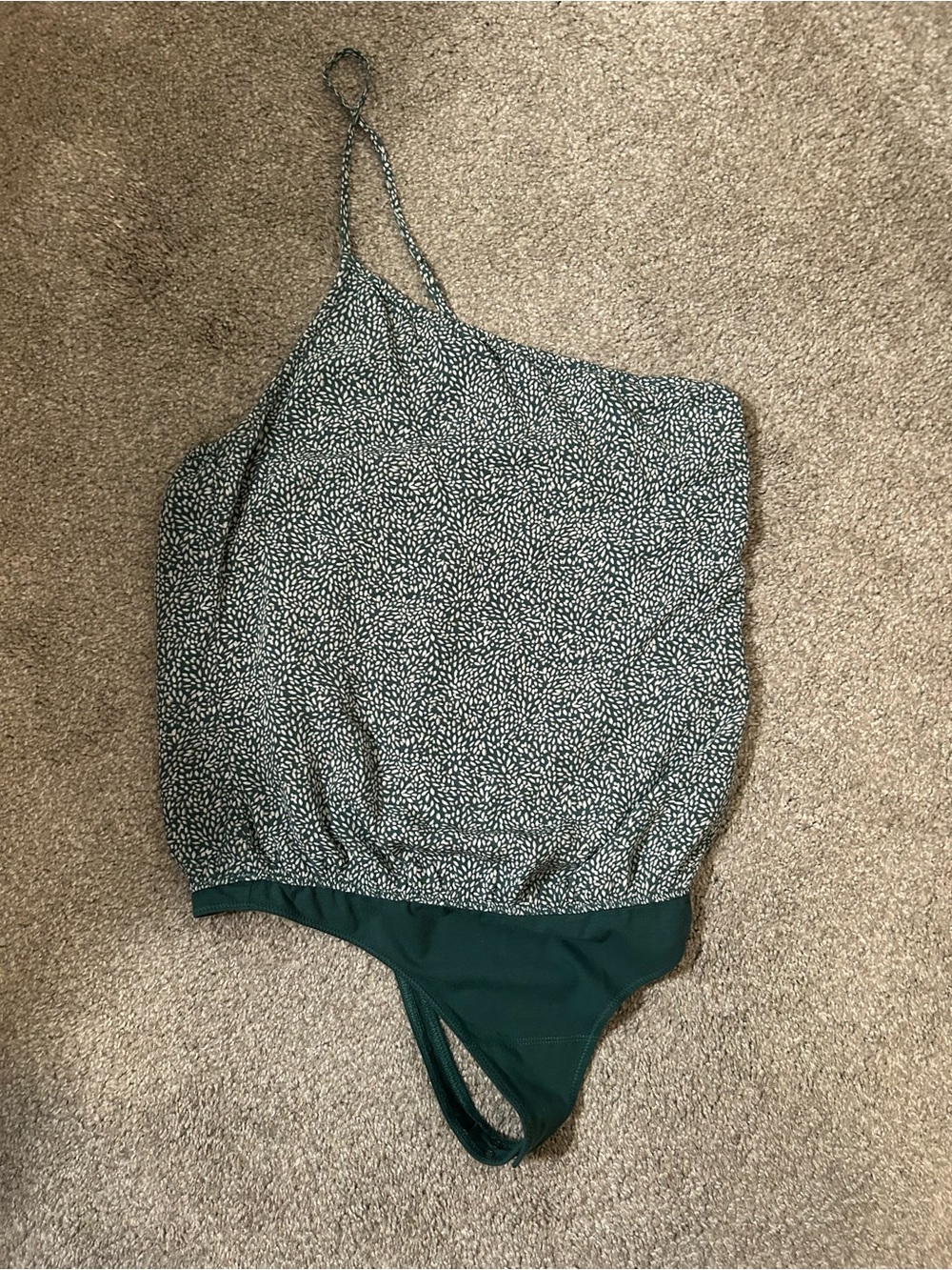 Abercrombie & Fitch Green Printed One-Shoulder Bodysuit